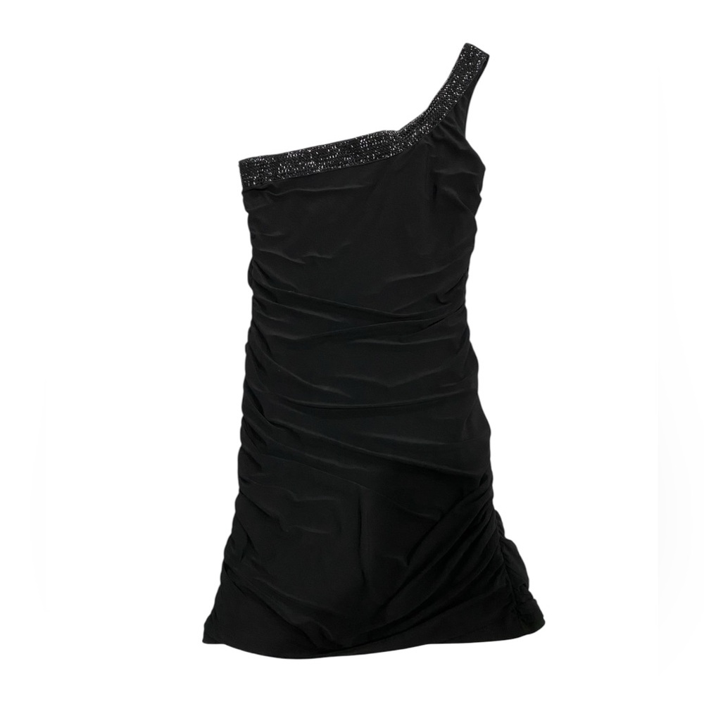 Body Central Woman’s Medium Black One-Shoulder Bodycon Dress with Sequin trim